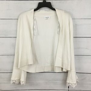 Calvin Klein Off White Open Dress Cardigan Lace